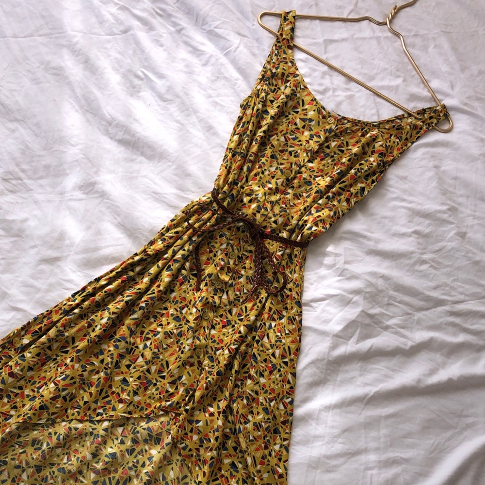 BCBGeneration Button Up High Low Dress with Belt